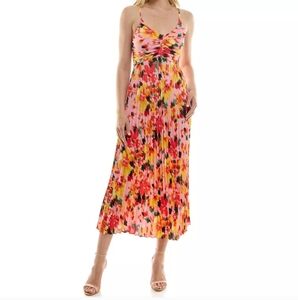 Sleeveless Multicolor Floral Midi Dress